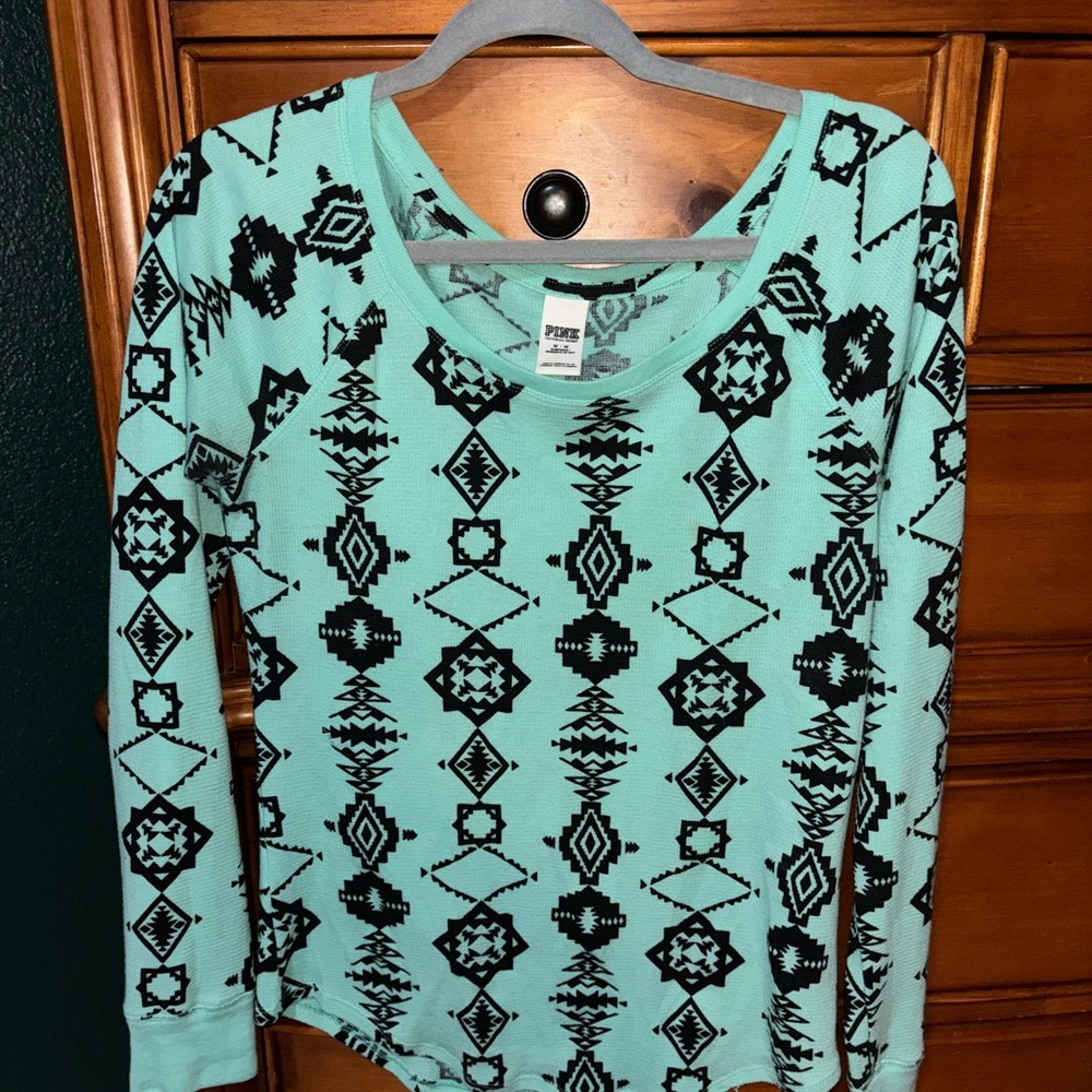 PINK Victoria's Secret Green Graphic Sweatshirt